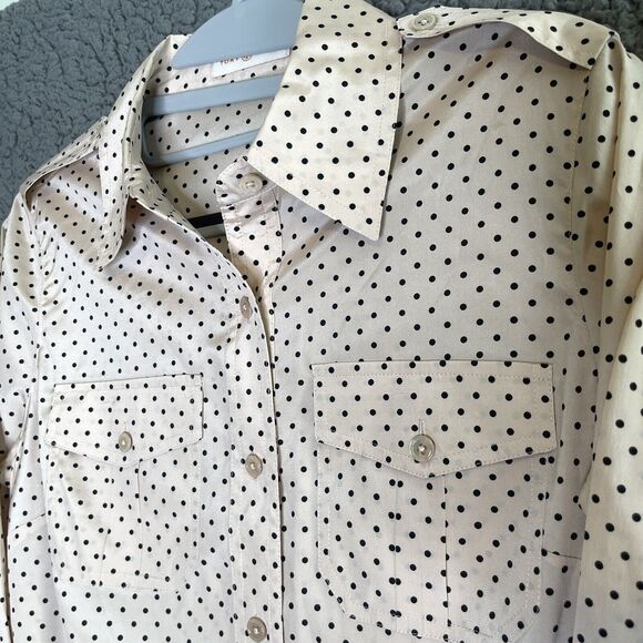 Tory Burch Blouse Women’s Size 2 Silk Pink Top Polka Dot Long Sleeve Button Down - Picture 1 of 16